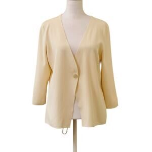 George Cream One Button 3/4 Length Cardigan Sweater Size L (12/14)